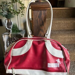 Vintage Disney Mickey Mouse Red White Travel Luggage Tote Bag Carry On Adventure